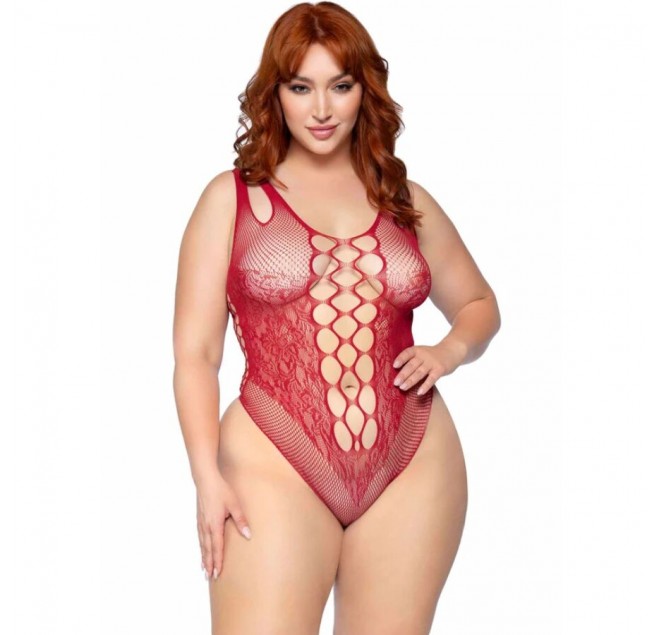 LEG AVENUE - 81641X BODY SENZA CUCITURE BORDEAUX TAGLIA 1X/2X