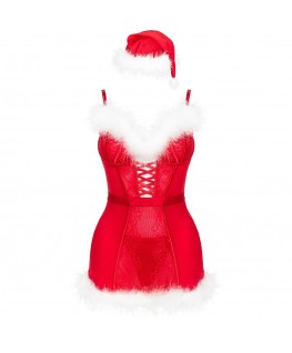 LIVCO CORSETTI FASHION - AGETHE LC 90607 CHEMISE + PERIZOMA + CAPPELLO DI NATALE L/XL