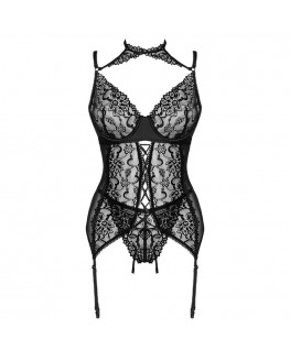 LIVCO CORSETTI FASHION - GIELLANDRA FOR THE SENSES COLLEZIONE CORSETTO + PANTY NERO L/XL
