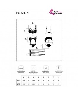 LIVCO CORSETTI FASHION - POJZON LC 90670 REGGISENO + REGGISENO + CALZE + SLIP NERO