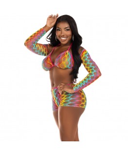 LEG AVENUE - SET TRE PEZZI MULTICOLORE