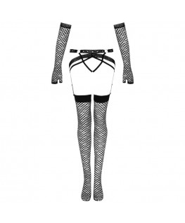 LIVCO CORSETTI FASHION - SET NEMALIA GIARRETTIERA + CALZE + GUANTI NERO