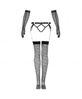 LIVCO CORSETTI FASHION - SET NEMALIA GIARRETTIERA + CALZE + GUANTI NERO