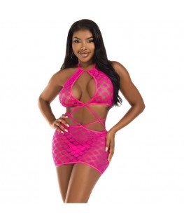 LEG AVENUE - MINI ABITO CON APERTURE FUCSIA TAGLIA UNICA