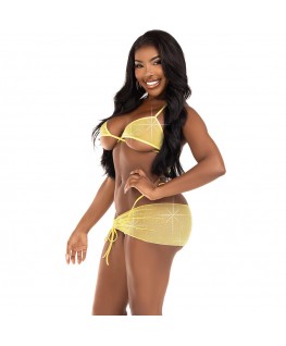 LEG AVENUE - SET TRE PEZZI DIAMANTI GIALLI S/M