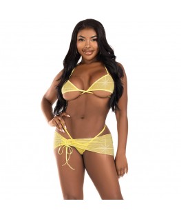 LEG AVENUE - SET TRE PEZZI DIAMANTI GIALLI M/L