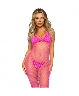 LEG AVENUE - ABITO LUNGO IN RETE FUCSIA TAGLIA UNICA