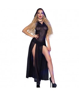 CHILIROSE - CR 4685 ABITO LUNGO CON CAPPUCCIO NERO L