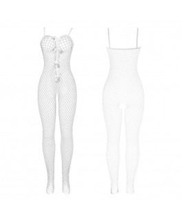 SUBBLIME - 951740 BODYSTOCKING BIANCO A RETE SENZA CAVALLO CON FIOCCHI TAGLIA UNICA