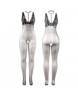 SUBBLIME - 951993 BODYSTOCKING A RETE TRASPARENTE NERA SENZA CAVALLO TAGLIA UNICA