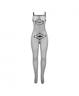 SUBBLIME - 952112 BODYSTOCKING A RETE CON DETTAGLI SU PETTO E PANCIA NERO TAGLIA UNICA
