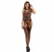 SUBBLIME - 952136 BODYSTOCKING A RETE SENZA CAVALLO CON DETTAGLI FLOREALI E COLLO AL CENTRO NERO TAGLIA UNICA