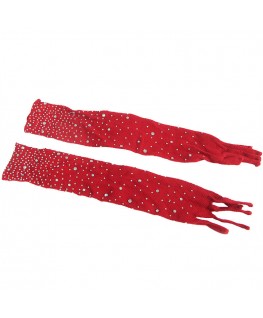 SUBBLIME - 952181 BODYSTOCKING A RETE CON GUANTI E STRASS ROSSO TAGLIA UNICA