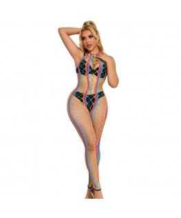 SUBBLIME - 952358 BODYSTOCKING CON COLLO ALTO IN RETE ARCOBALENO XS/M
