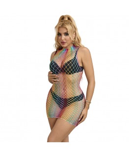 SUBBLIME - 952433 VESTITO A RETE SENZA MANICHE COLLO ALTO ARCOBALENO TAGLIA UNICA