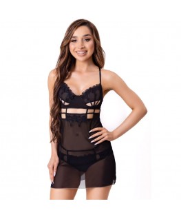 LIVCO CORSETTI FASHION - MAIA 20247 BABYDOLL + PERIZOMA NERO S/M