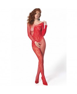 PASSION - BS 107 BODYSTOCKING ROSSO TAGLIA UNICA
