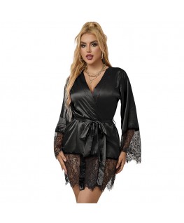 SUBBLIME - 953799 ELEGANTE PIGIAMA PIZZO + PERIZOMA NERO S/M