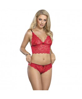 SUBBLIME - 953898 CAMICIA DA NOTTE IN SETA E PIZZO + SLIP ROSSO S/M