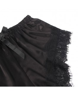 SUBBLIME - 953942 VESTAGLIA DA NOTTE CASUAL IN SETA + PANTALONI IN PIZZO NERO L/XL