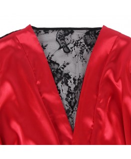 SUBBLIME - 954017 CANOTTIERA CON SCHIENA TRASPARENTE IN PIZZO + PERIZOMA ROSSO/NERO S/M