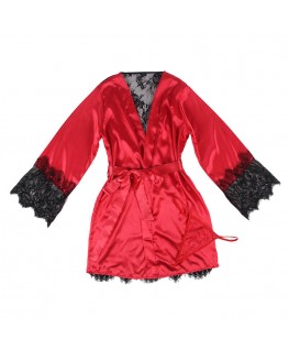 SUBBLIME - 954024 CANOTTIERA CON SCHIENA TRASPARENTE IN PIZZO + PERIZOMA ROSSO/NERO L/XL