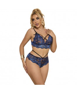 SUBBLIME - 954079 REGGISENO + SLIP PIZZO BLU L/XL
