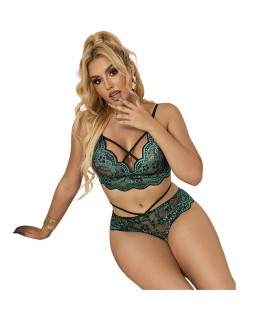 SUBBLIME - 954093 REGGISENO + SLIP PIZZO VERDE L/XL