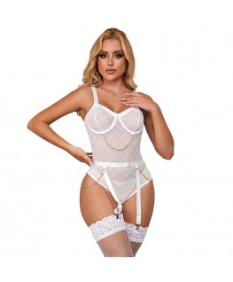 SUBBLIME - 954284 BODY CON CATENE + CINTURA GIACCHE BIANCO S/M