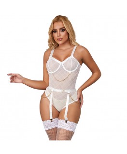 SUBBLIME - 954284 BODY CON CATENE + CINTURA GIACCHE BIANCO S/M