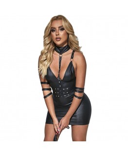 SUBBLIME - 954406 VESTITO BONDAGE IN PELLE NERO S/M