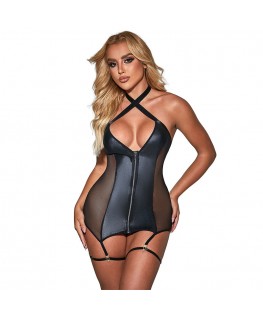 SUBBLIME - 954451 ABITO SEXY IN RETE PELLE NERO L/XL