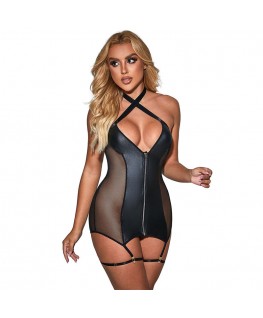 SUBBLIME - 954451 ABITO SEXY IN RETE PELLE NERO L/XL