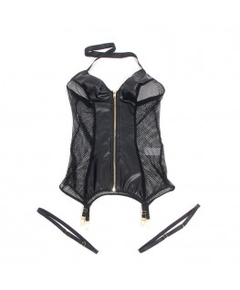 SUBBLIME - 954451 ABITO SEXY IN RETE PELLE NERO L/XL