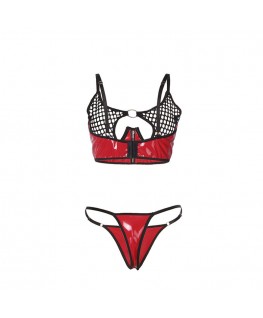 SUBBLIME - 955540 REGGISENO IN VERNICE ROSSA CON CERNIERA E REGGISENO A RETINO L/XL