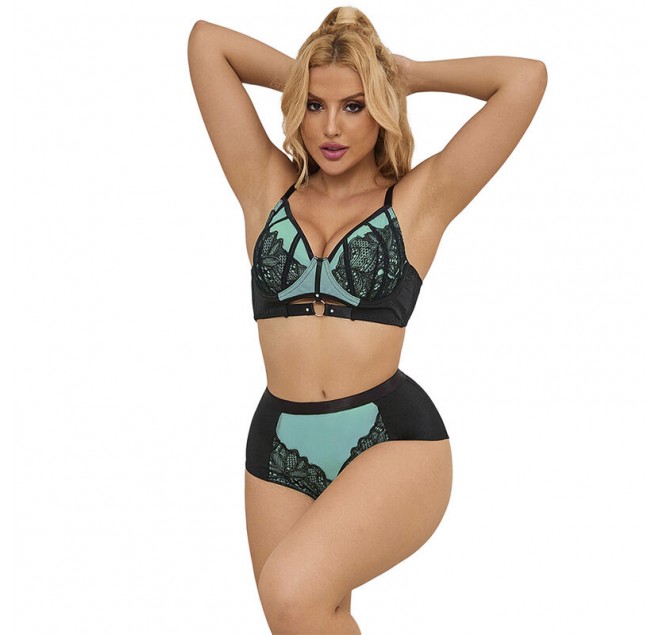 SUBBLIME - 955557 SET REGGISENO IN VERNICE VERDE CON CERNIERA S/M