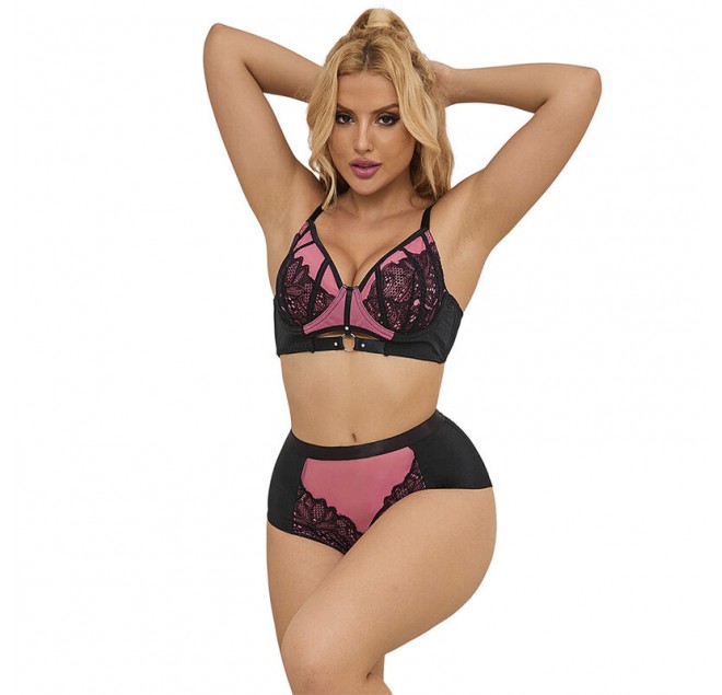 SUBBLIME - 955571 SET REGGISENO IN VERNICE ROSA CON CERNIERA E REGGISENO A RETINO S/M