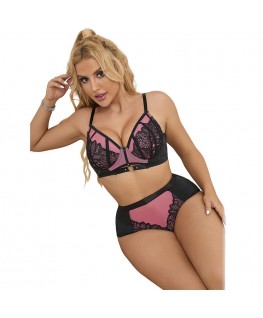 SUBBLIME - 955571 SET REGGISENO IN VERNICE ROSA CON CERNIERA E REGGISENO A RETINO S/M