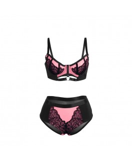 SUBBLIME - 955571 SET REGGISENO IN VERNICE ROSA CON CERNIERA E REGGISENO A RETINO S/M