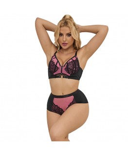 SUBBLIME - 955588 SET REGGISENO IN VERNICE ROSA CON CERNIERA IN RETE L/XL