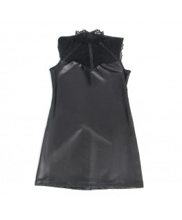 SUBBLIME - 957544 ABITO IN PELLE CON COLLO IN PIZZO NERO S/M