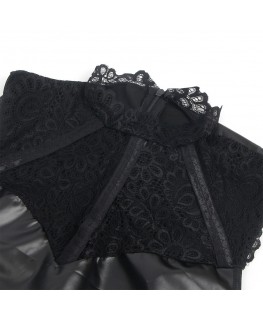 SUBBLIME - 957544 ABITO IN PELLE CON COLLO IN PIZZO NERO S/M