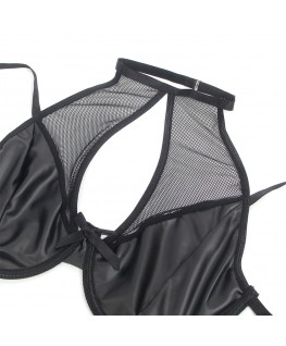 SUBBLIME - 957582 SET REGGISENO E GONNA IN PELLE NERO S/M