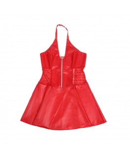 SUBBLIME - 957735 ABITO IN PELLE CON ZIP E PIZZO ROSSO L/XL