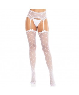 LEG AVENUE - CALZE A CUORE CON GIARRETTIERE BIANCO