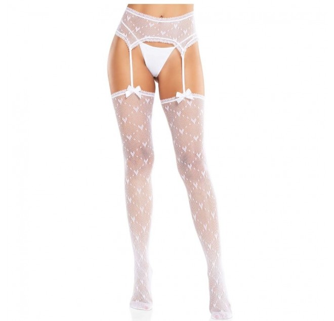 LEG AVENUE - CALZE A CUORE CON GIARRETTIERE BIANCO