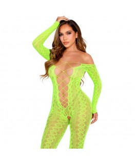 LEG AVENUE - BODYSTOCKING SENZA CAVALLO EXOTIC SNAKE LACE NEON GREEN