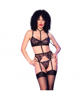 CHILIROSE - COMPLETO LINGERIE NERO CR 4852 TAGLIA M