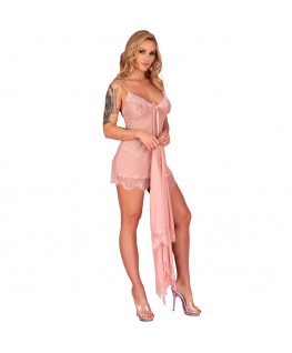 LIVCO CORSETTI FASHION - HYEONA 1710 BABYDOLL + PERIZOMA ROSA L