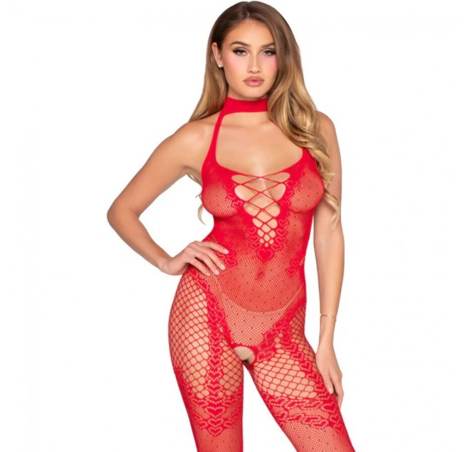 LEG AVENUE - 89336 BODYSTOCKING ROSSO SENZA CAVALLO - TAGLIA UNICA